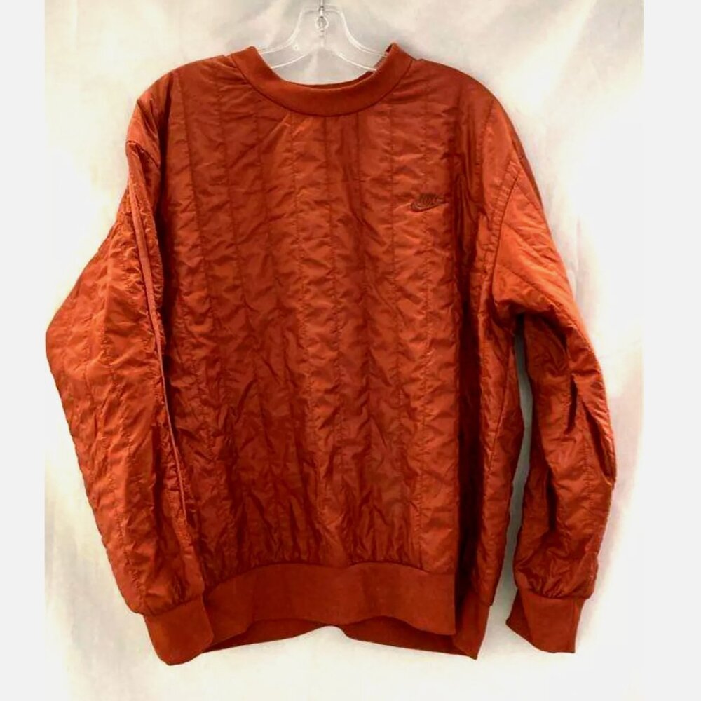 NIKE Red Therma-fit Tech Pack Winterized Pullover Puffer Jacket Sweatshirt Crew